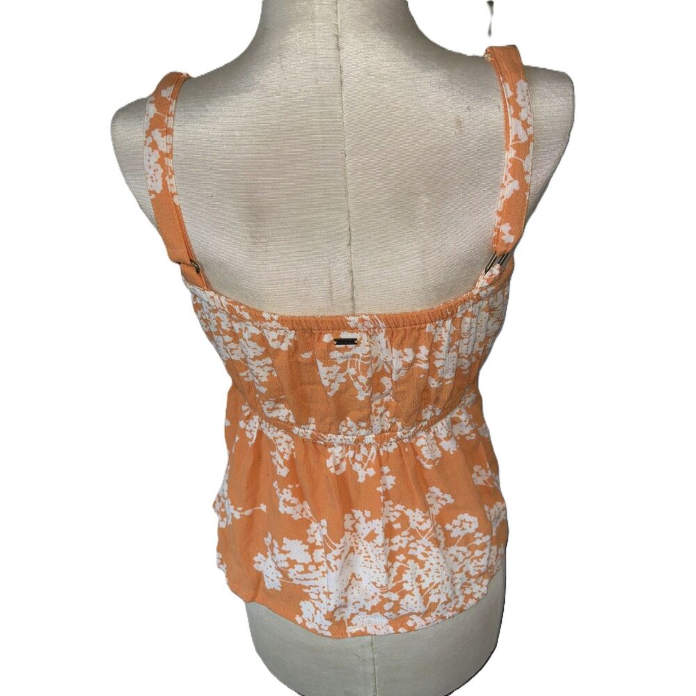 O’Neill Orange Floral Babydoll Tank Top M Festival Beachy Boho Summer Small - Picture 3 of 8